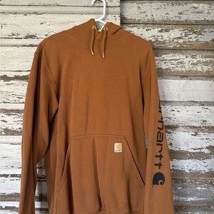 Carhartt Men's Tan Hoodie with Black Logo